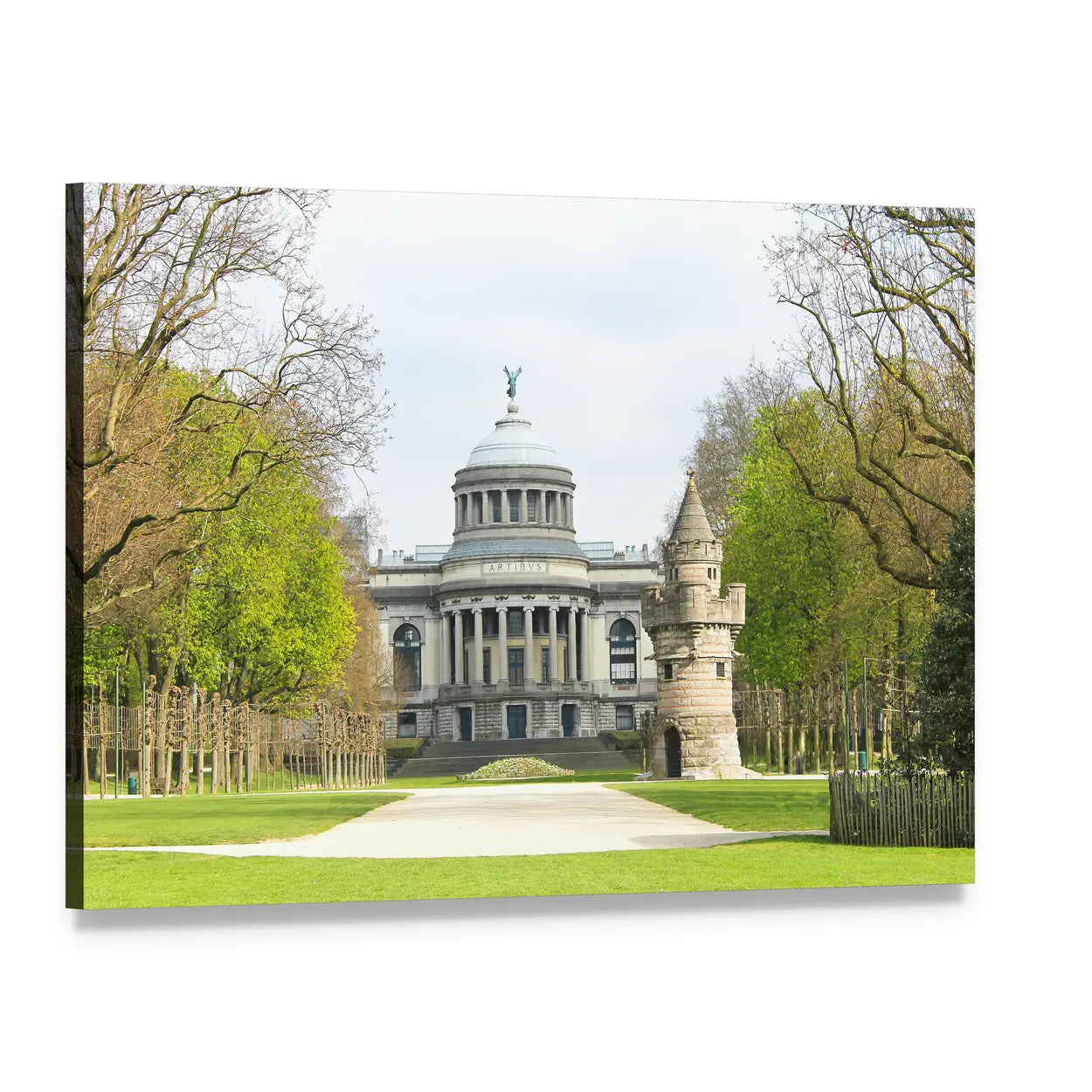 Fortress Tower in Brussels Canvas Wall Art, single panel gallery wrapped canvas, angled product view