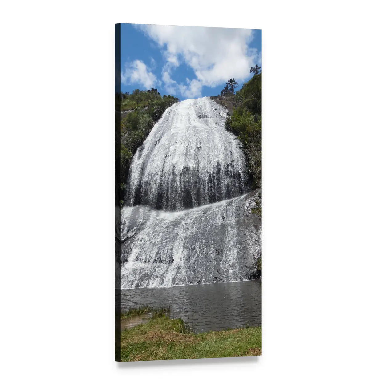 Urubici Waterfall in Brazil Vertical Canvas Wall Art, 1 panel 1 Vertical layout gallery wrapped canvas set, angled product view
