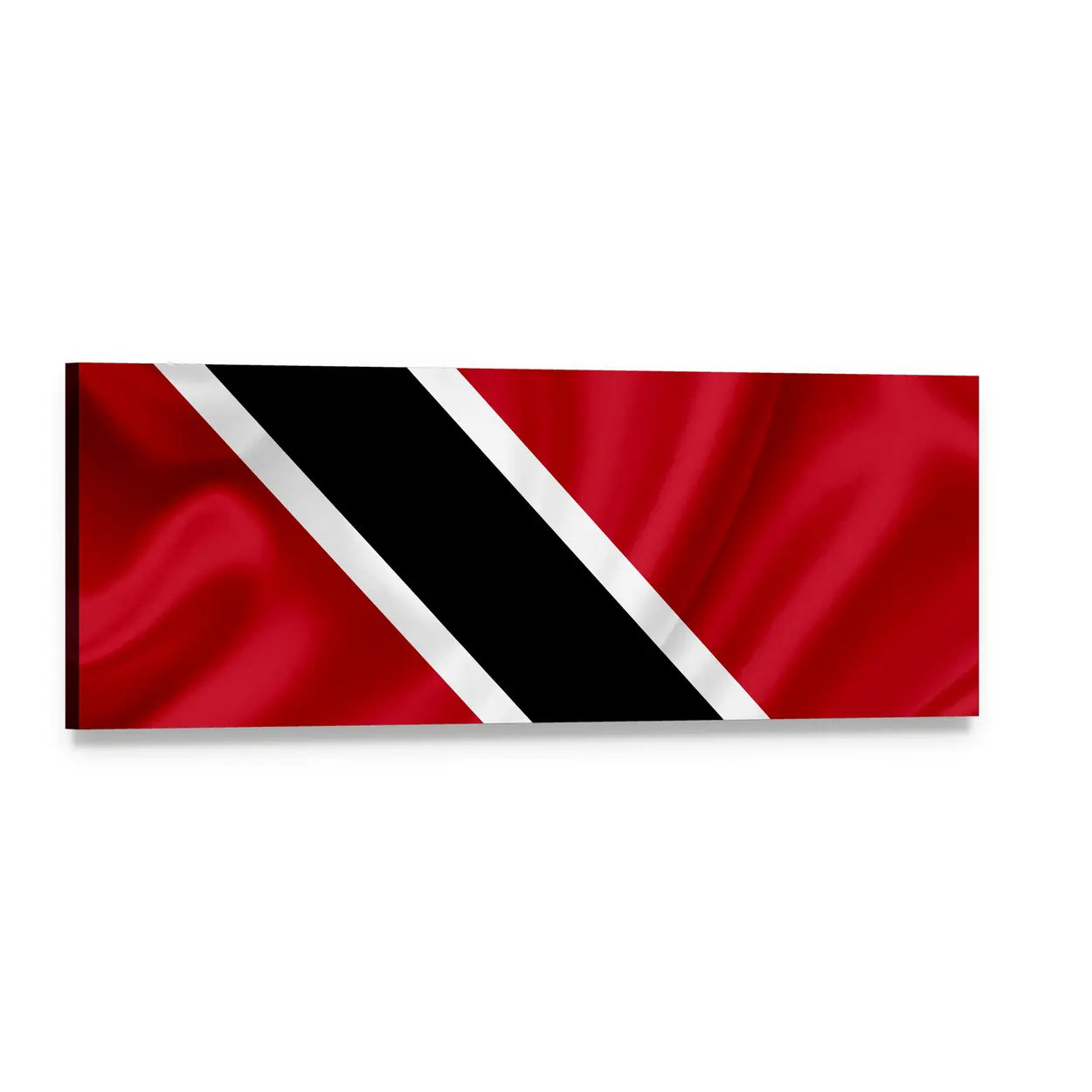 Waving Trinidad and Tobago Flag Panoramic Canvas Wall Art, single panel gallery wrapped canvas, angled product view