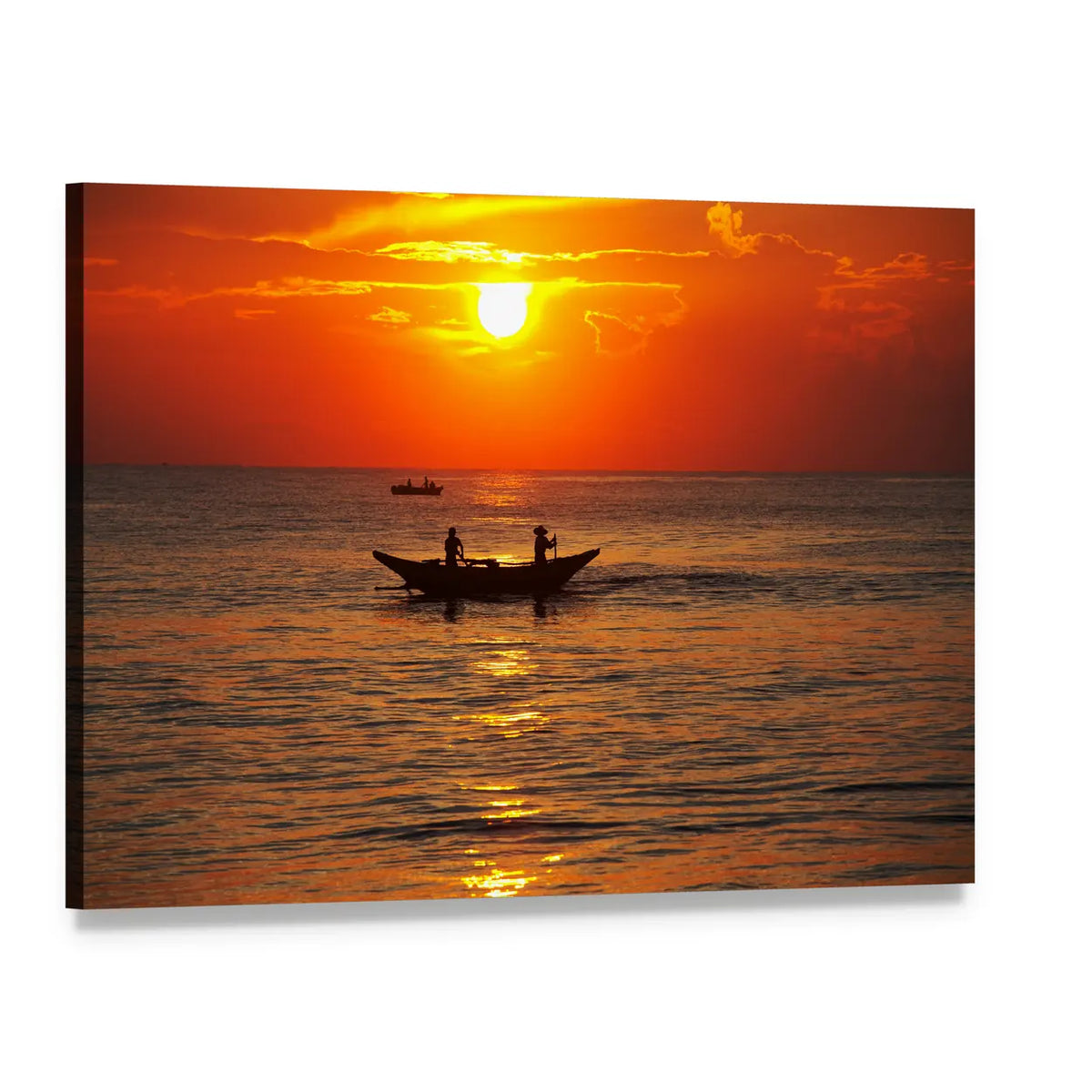 Fishing Boat at Sunset, Sri Lanka Canvas Wall Art, single panel gallery wrapped canvas, angled product view