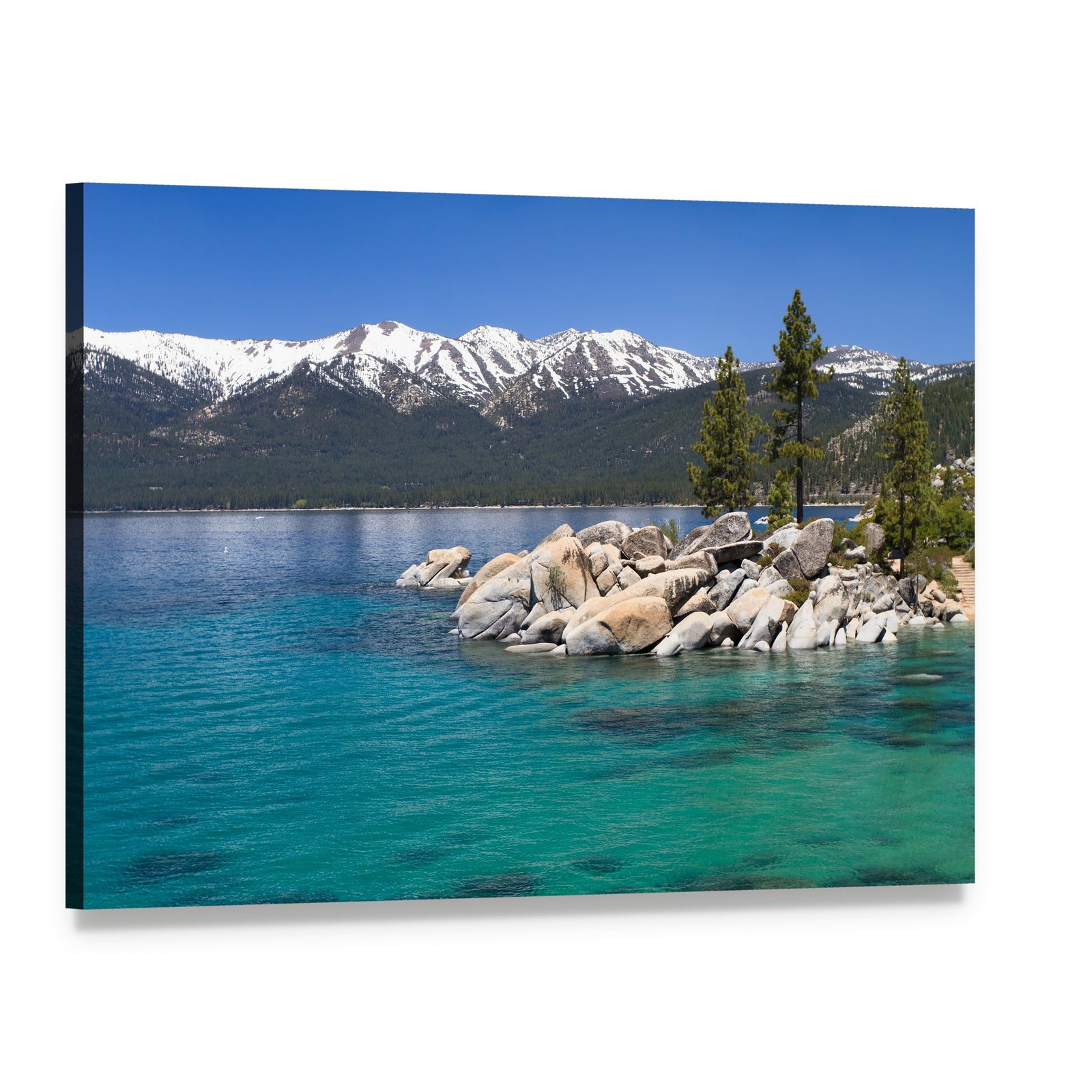 Sand Harbor Lake Tahoe Canvas Wall Art, single panel gallery wrapped canvas, angled product view