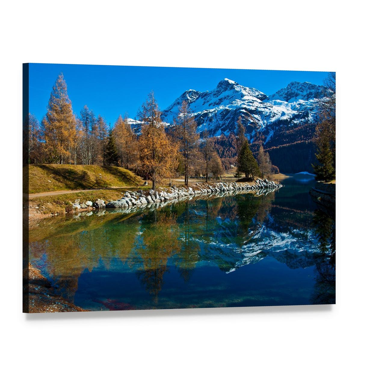 Silvaplana Lake Switzerland Canvas Wall Art, single panel gallery wrapped canvas, angled product view