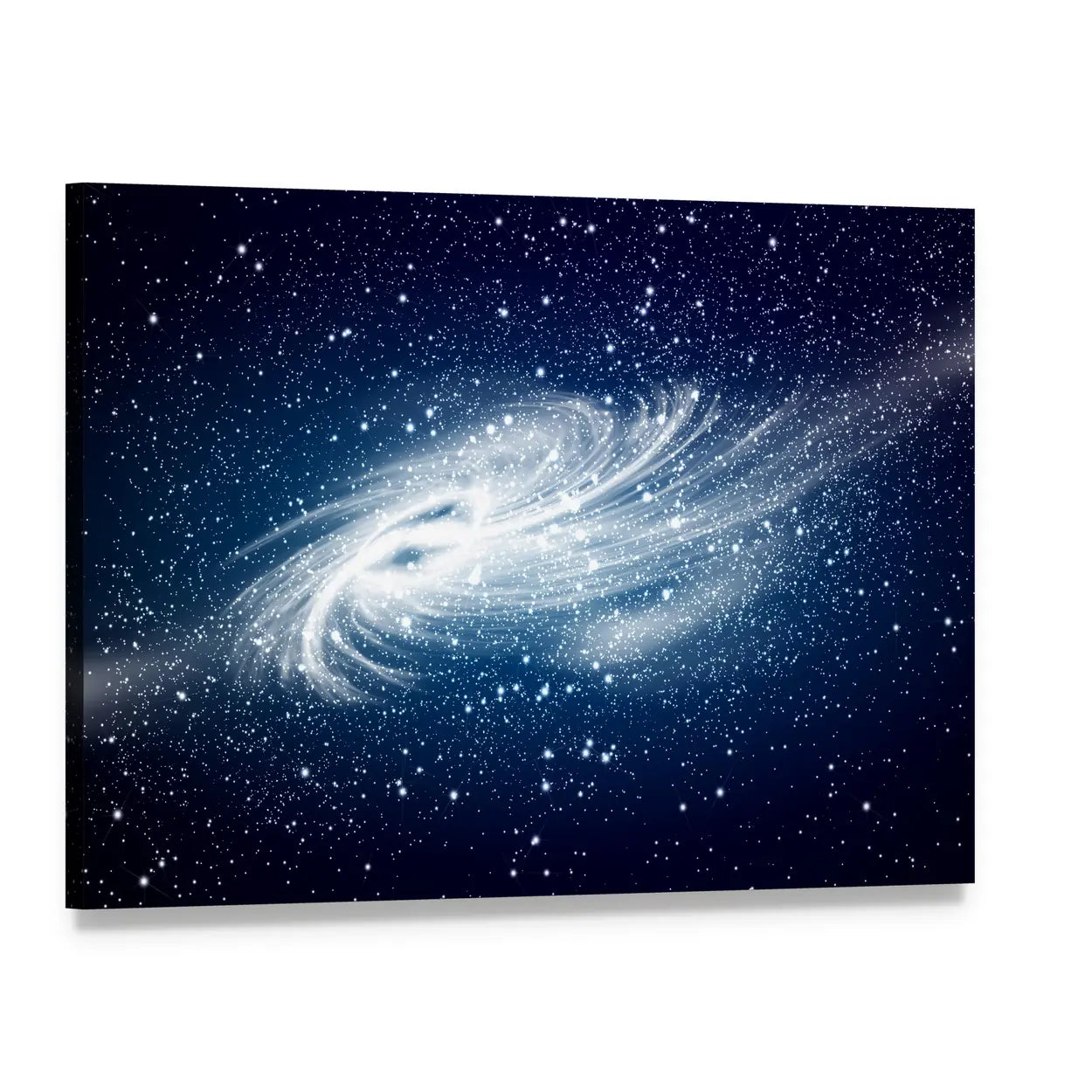 Spiral Galaxy with Luminous Core Canvas Wall Art, single panel gallery wrapped canvas, angled product view
