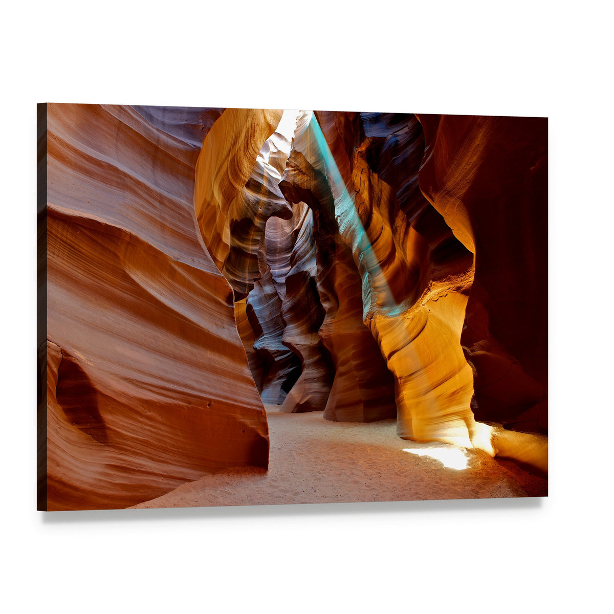 Sun Light in Canyon Canvas Wall Art, single panel gallery wrapped canvas, angled product view