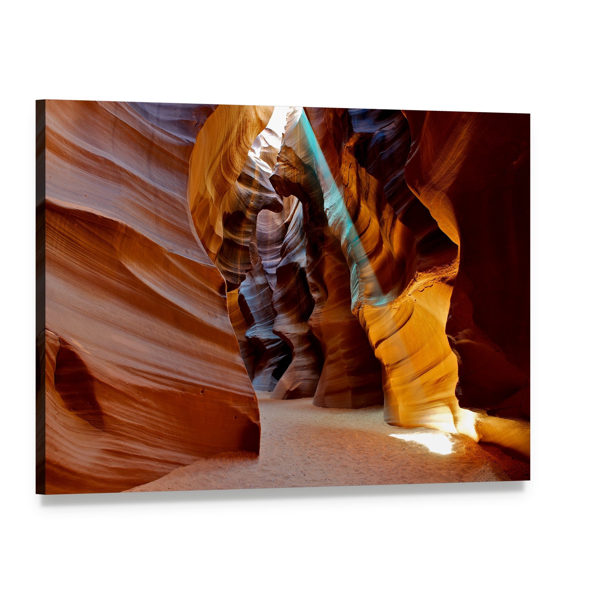 Sun Light in Canyon Canvas Wall Art, single panel gallery wrapped canvas, angled product view