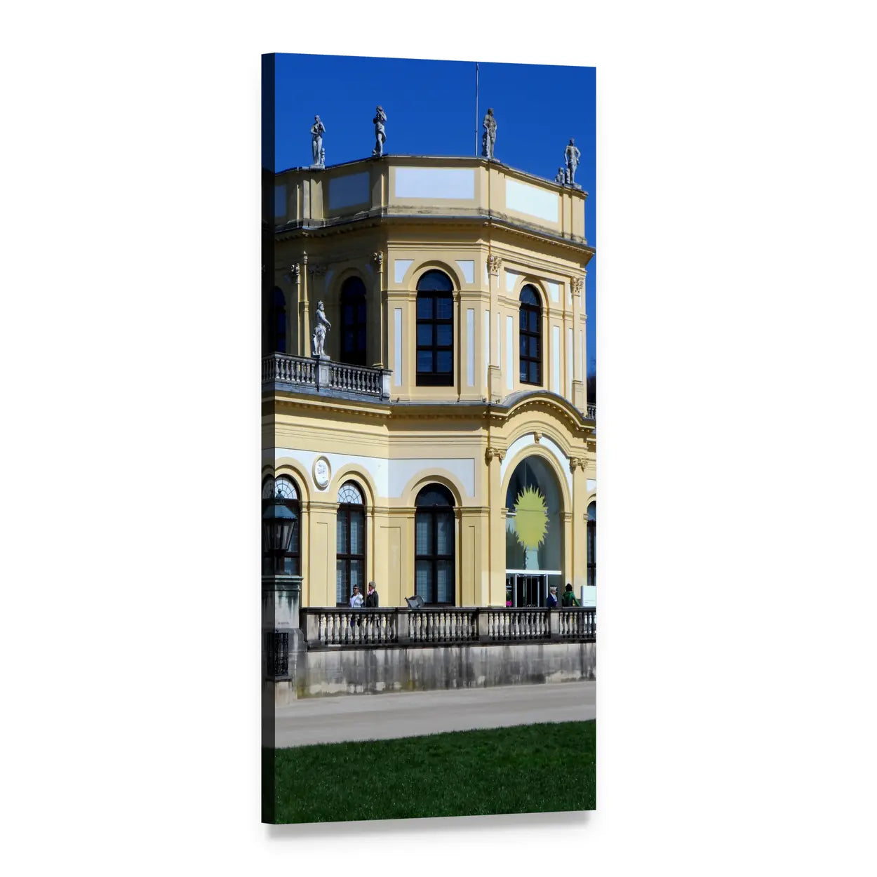 Yellow Ochre Orangery in Kassel Vertical Canvas Wall Art, 1 panel 1 Vertical layout gallery wrapped canvas set, angled product view