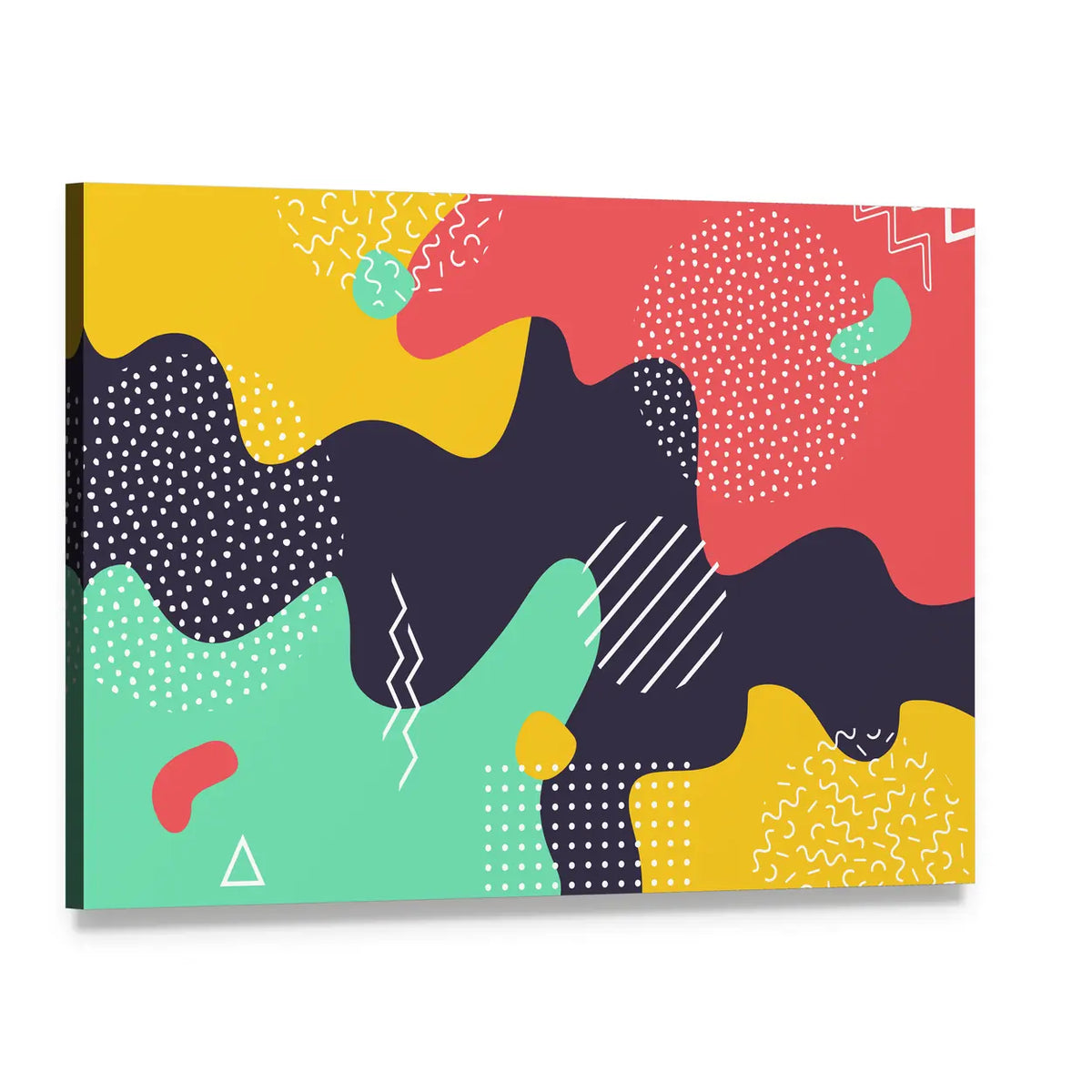 Abstract Liquid Splash Pattern Canvas Wall Art, single panel gallery wrapped canvas, angled product view