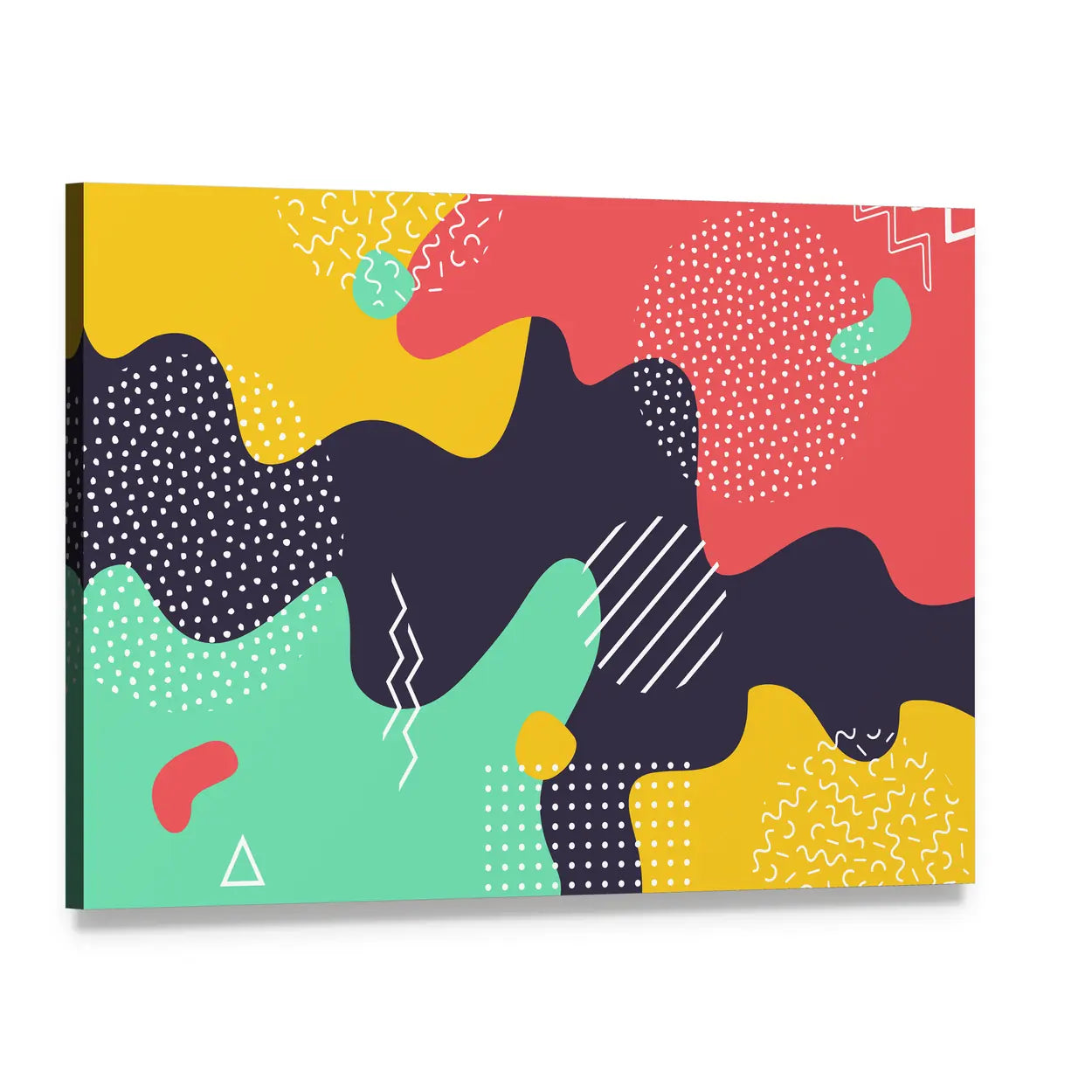Abstract Liquid Splash Pattern Canvas Wall Art, single panel gallery wrapped canvas, angled product view