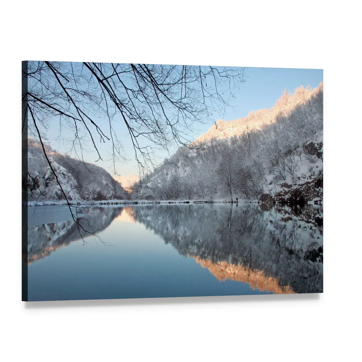 Lake Kozjak In Plitvice National Park Canvas Wall Art, single panel gallery wrapped canvas, angled product view