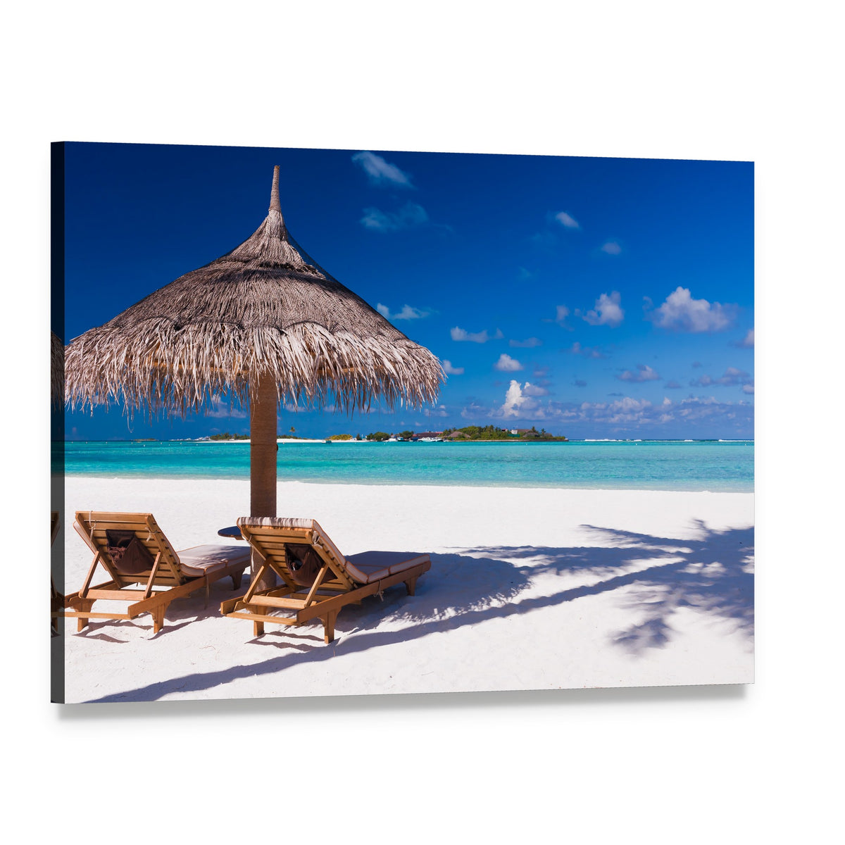 Serene Beach Resting Spot Canvas Wall Art, single panel gallery wrapped canvas, angled product view