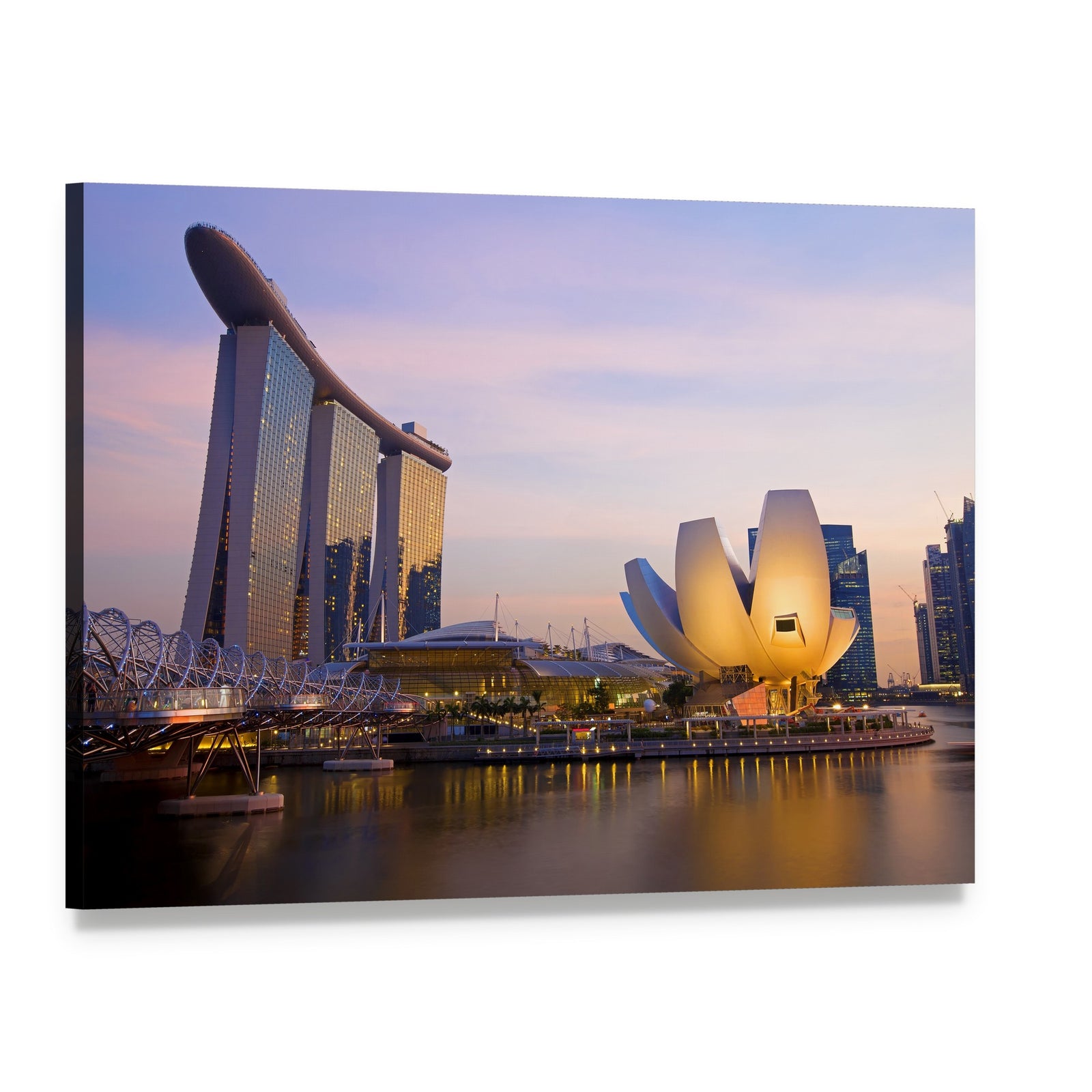 Singapore Skyline at Twilight Canvas Wall Art, single panel gallery wrapped canvas, angled product view