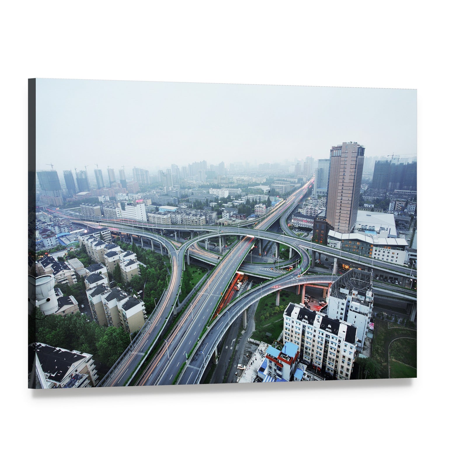 City Highway Interchange in Hangzhou Canvas Wall Art, single panel gallery wrapped canvas, angled product view