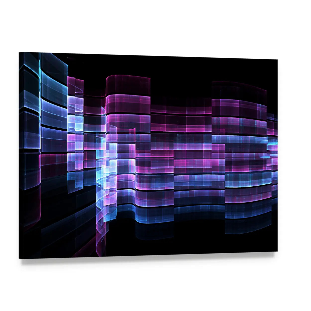 Futuristic Digital Grid Abstract Canvas Wall Art, single panel gallery wrapped canvas, angled product view
