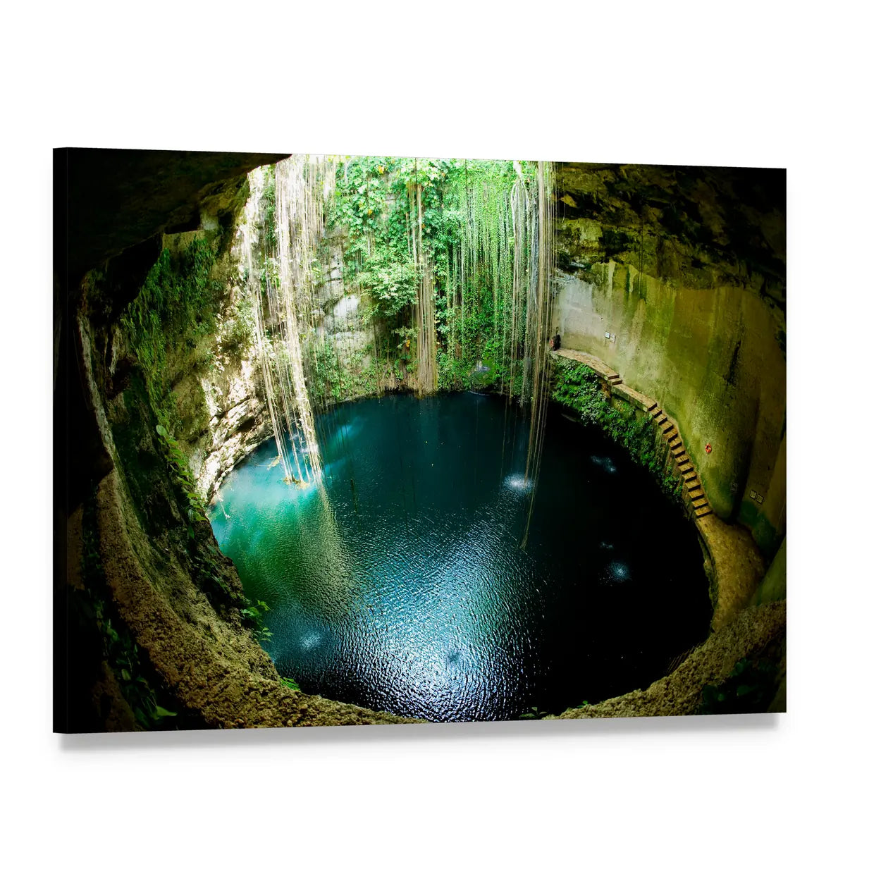 Ik-kil Cenote, Mexico Canvas Wall Art, single panel gallery wrapped canvas, angled product view