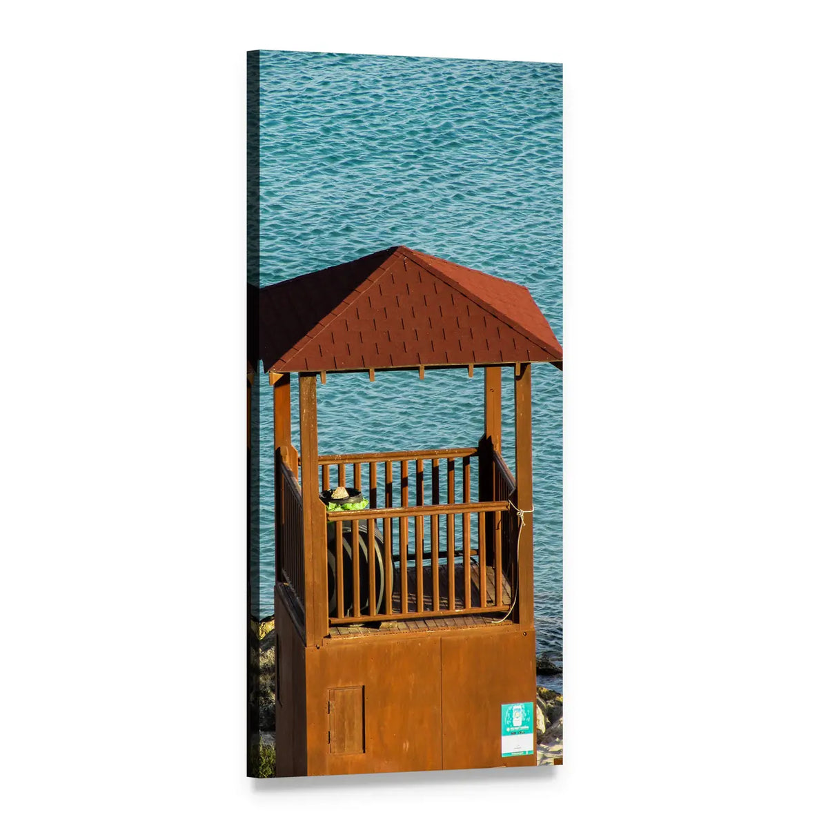 Watchtower in Konnos Bay Vertical Canvas Wall Art, 1 panel 1 Vertical layout gallery wrapped canvas set, angled product view