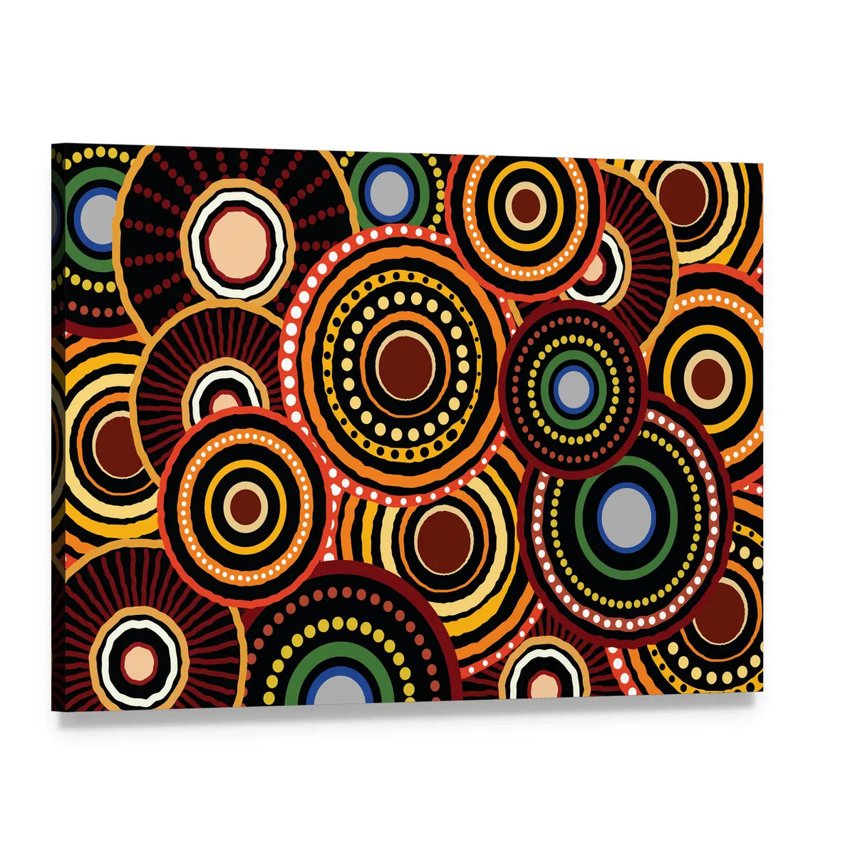 Concentric Dotted Circle Pattern Canvas Wall Art, single panel gallery wrapped canvas, angled product view
