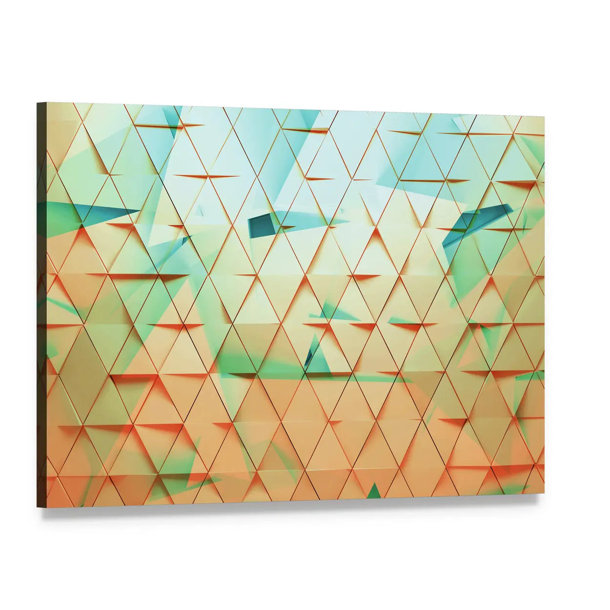 Polygonal Triangle Tessellation Canvas Wall Art, single panel gallery wrapped canvas, angled product view