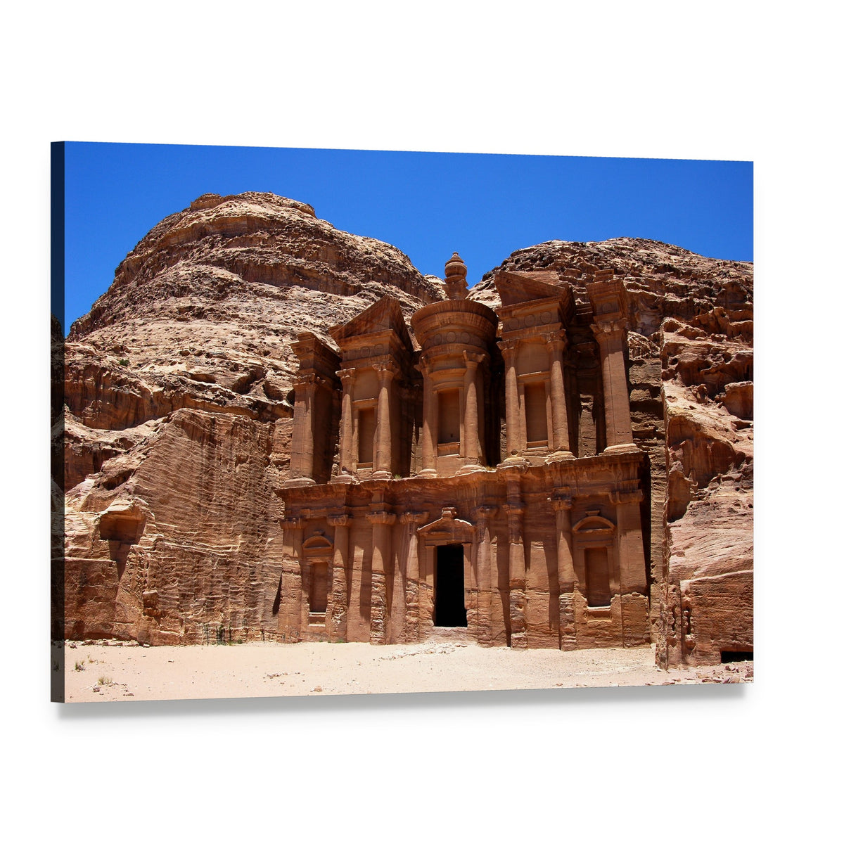 Petra Treasury Facade in Jordan Canvas Wall Art, single panel gallery wrapped canvas, angled product view