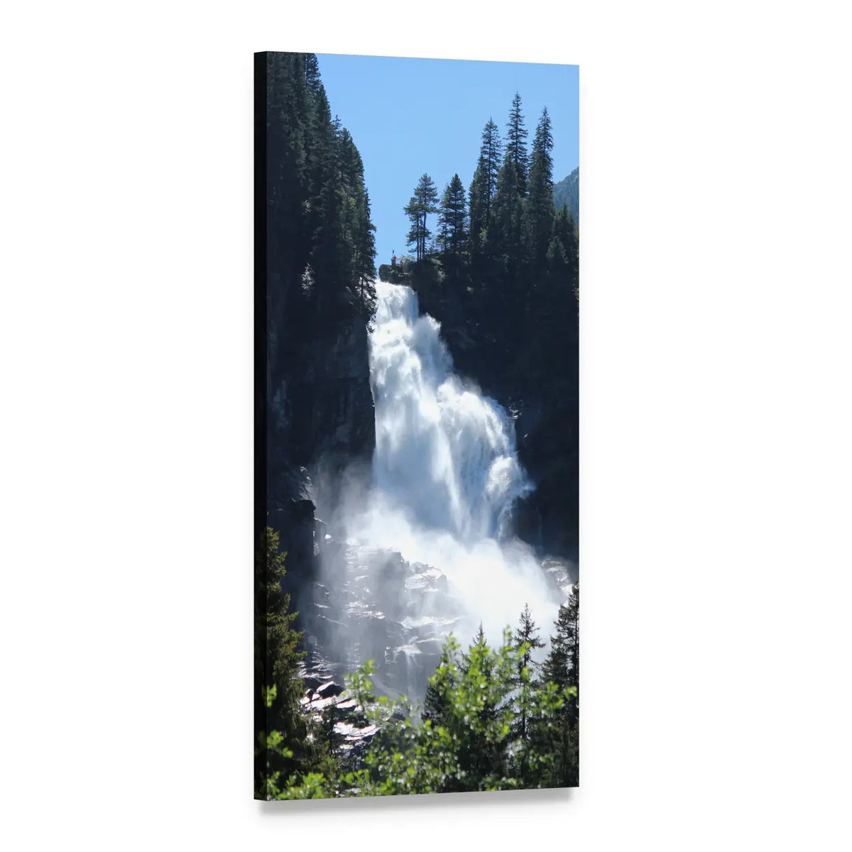 Krimml Waterfall Austria Vertical Canvas Wall Art, 1 panel 1 Vertical layout gallery wrapped canvas set, angled product view