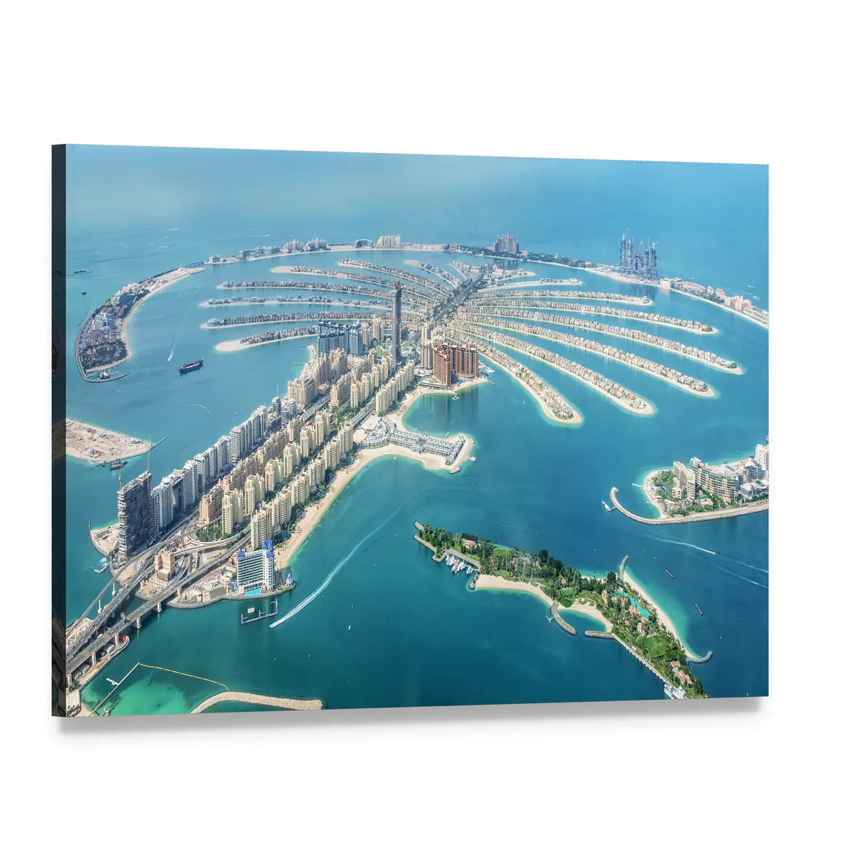 Aerial View of Palm Jumeirah, Dubai Canvas Wall Art, single panel gallery wrapped canvas, angled product view