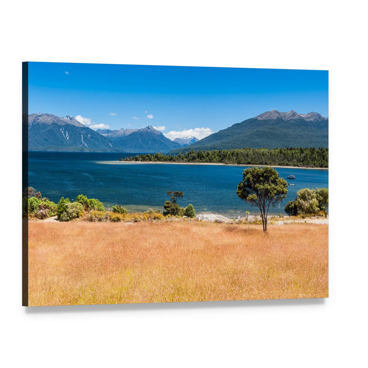 Lake Te Anau, New Zealand Canvas Wall Art, single panel gallery wrapped canvas, angled product view