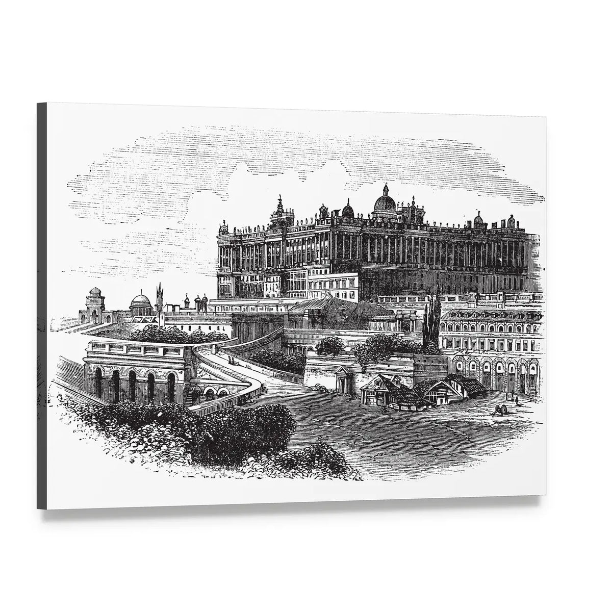 Royal Palace of Madrid Canvas Wall Art, single panel gallery wrapped canvas, angled product view