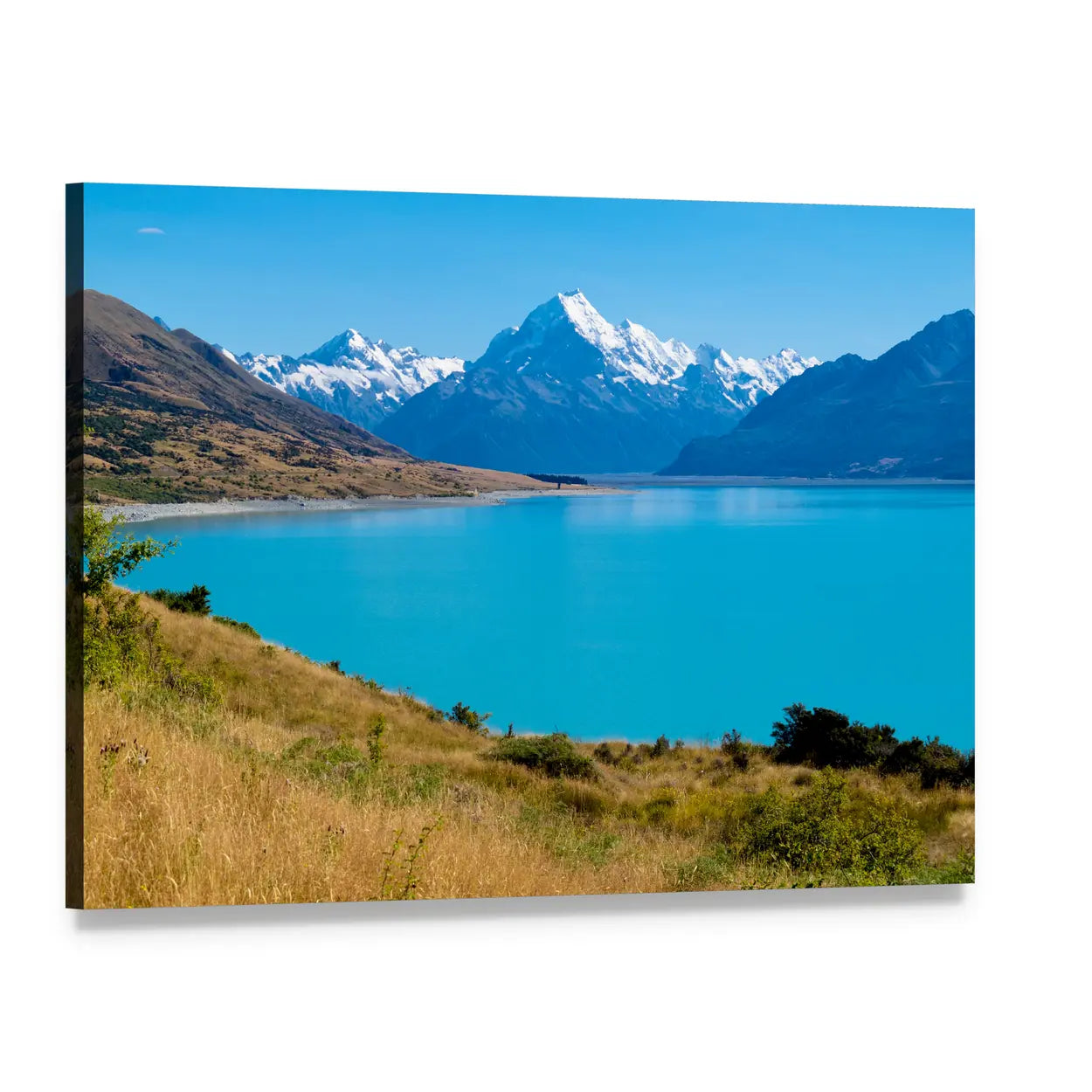 Lake Pukaki, New Zealand Canvas Wall Art, single panel gallery wrapped canvas, angled product view