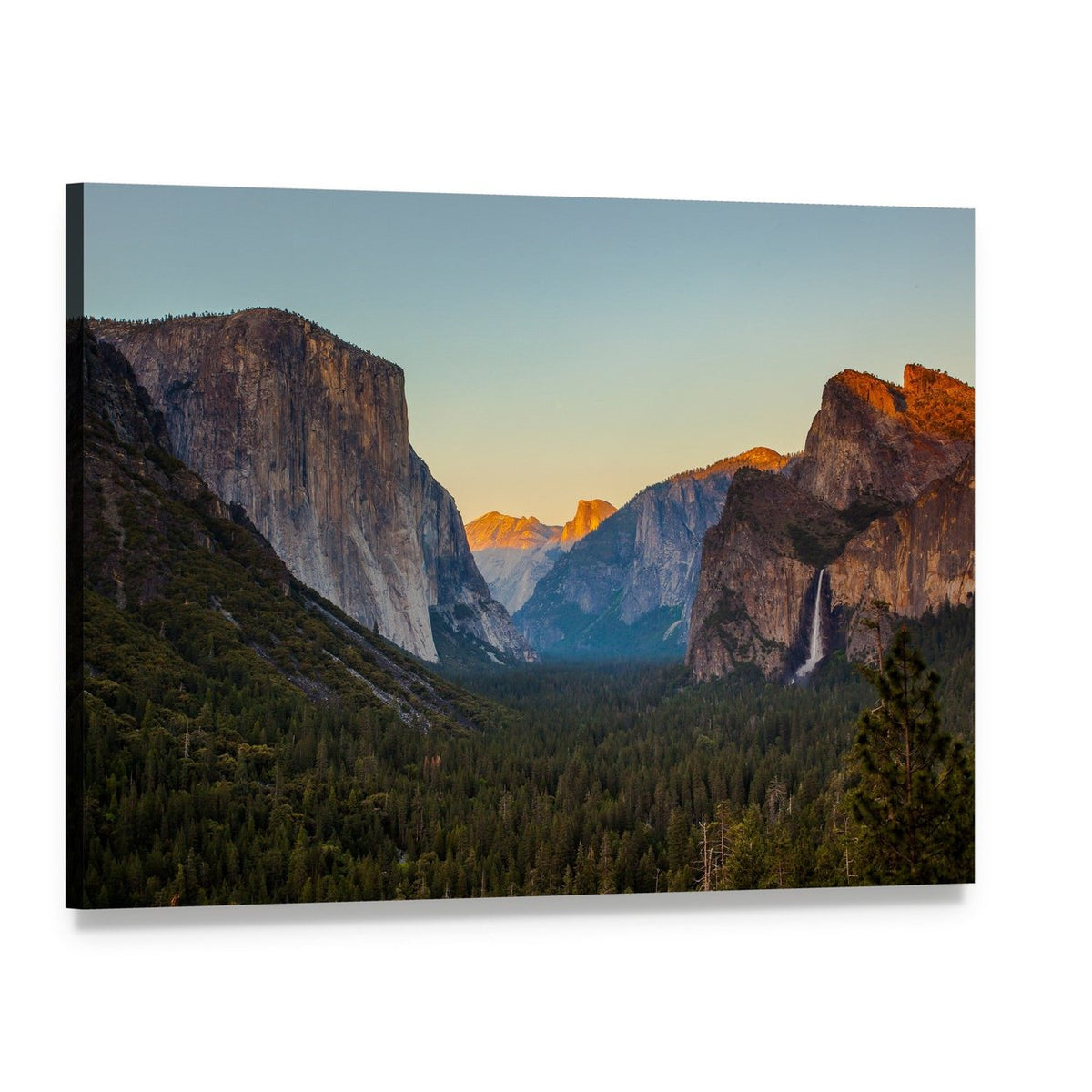Yosemite Valley at Sunset Canvas Wall Art, single panel gallery wrapped canvas, angled product view