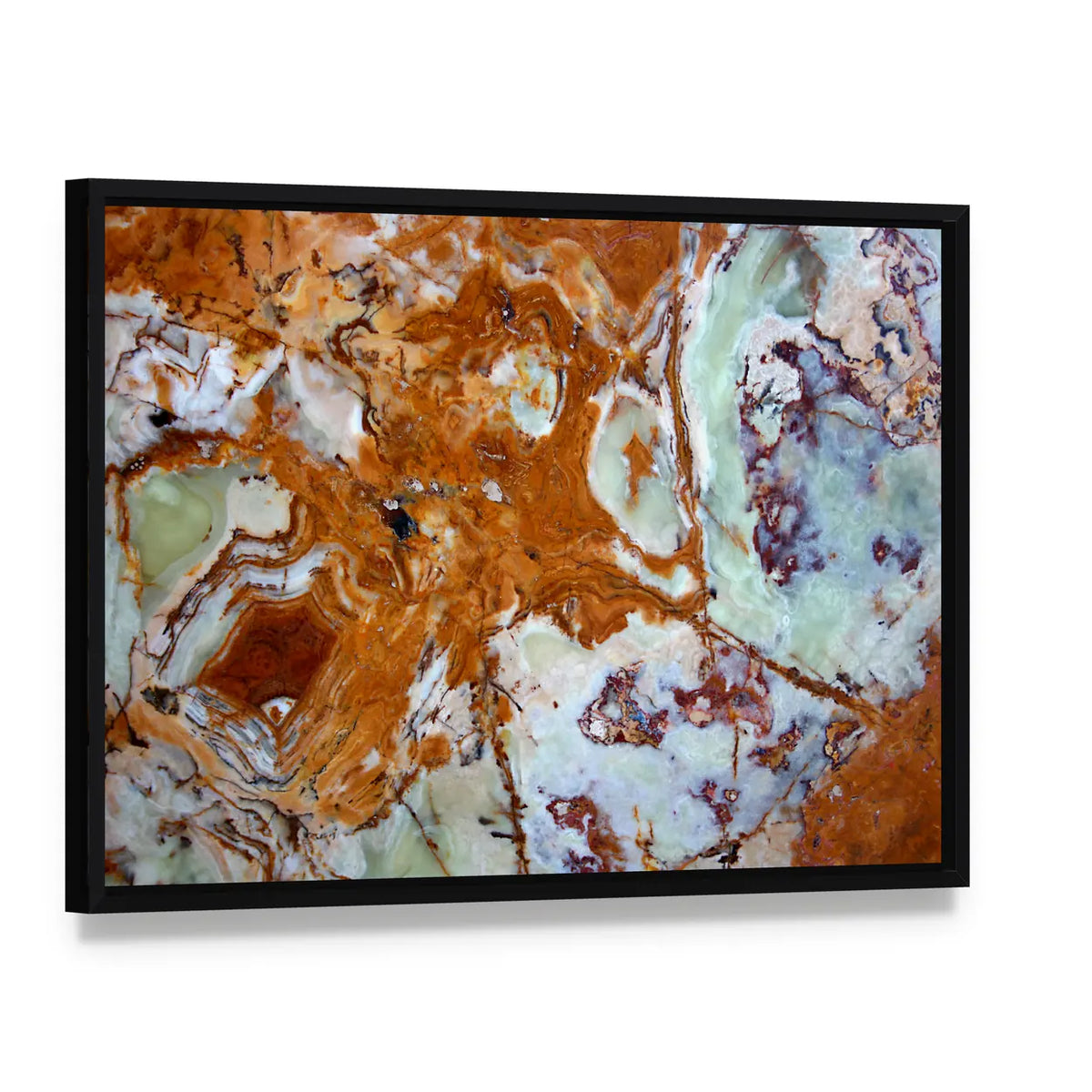 Onyx Texture Canvas Wall Art, framed canvas in a black floater frame, angled product view