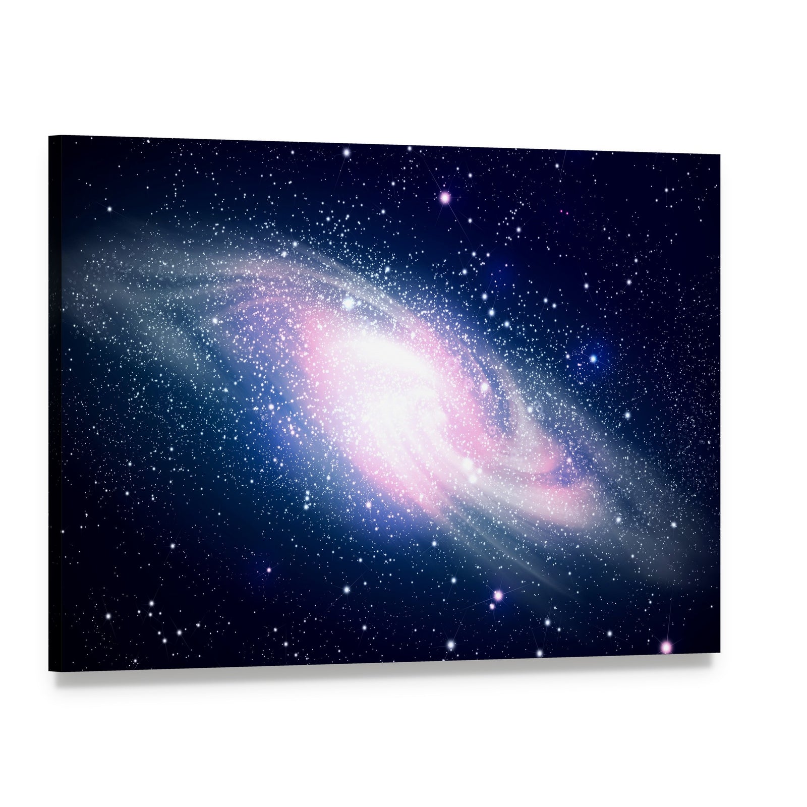 Glowing Galaxy and Stars Canvas Wall Art, single panel gallery wrapped canvas, angled product view