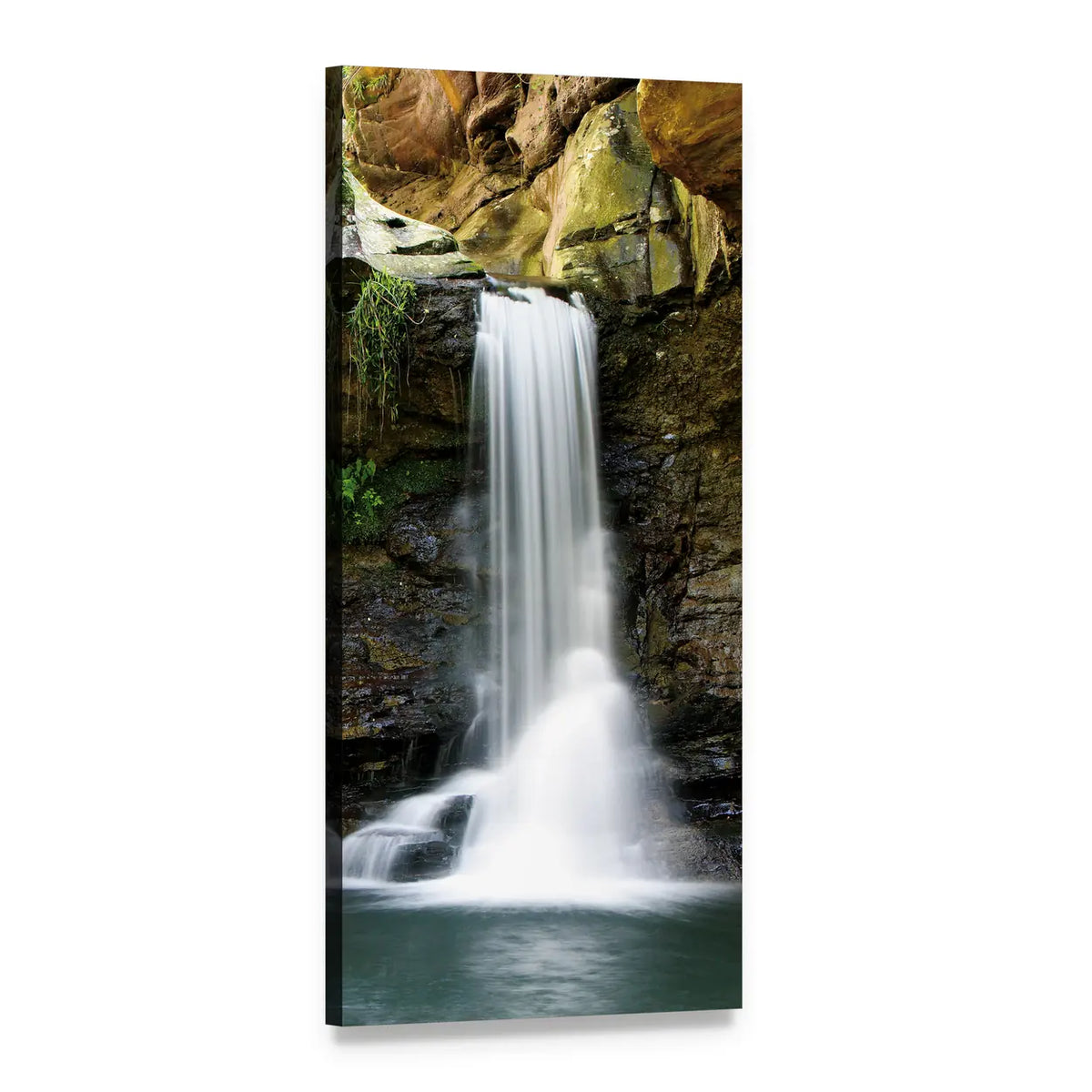 Waterfall at Rocky Place Vertical Canvas Wall Art, 1 panel 1 Vertical layout gallery wrapped canvas set, angled product view
