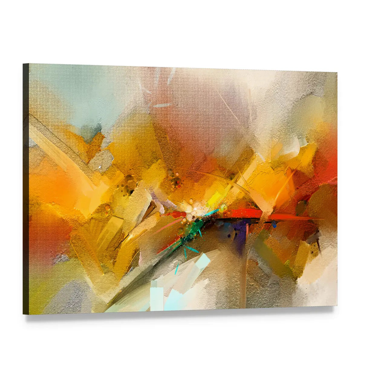 Hand-drawn Brushstroke Abstract Landscape Canvas Wall Art, single panel gallery wrapped canvas, angled product view