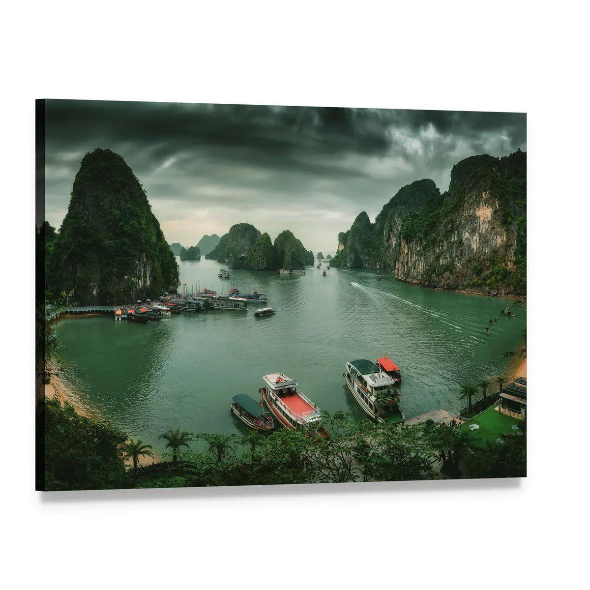 Ha Long Bay In Vietnam Canvas Wall Art, single panel gallery wrapped canvas, angled product view