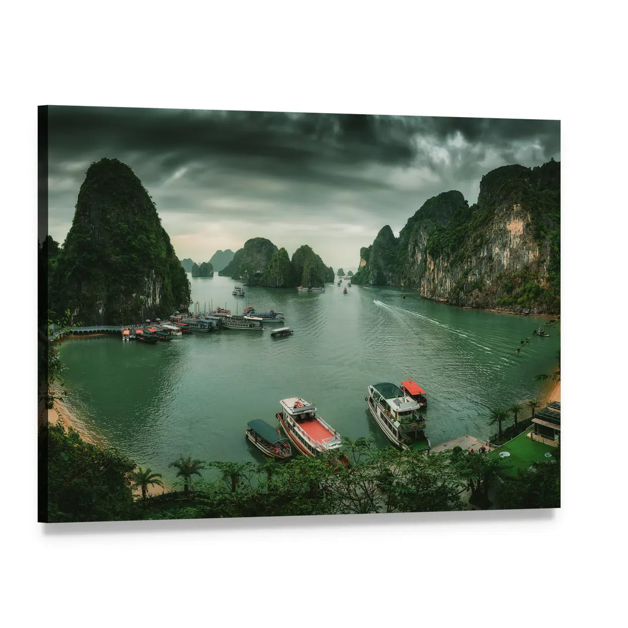 Ha Long Bay In Vietnam Canvas Wall Art, single panel gallery wrapped canvas, angled product view
