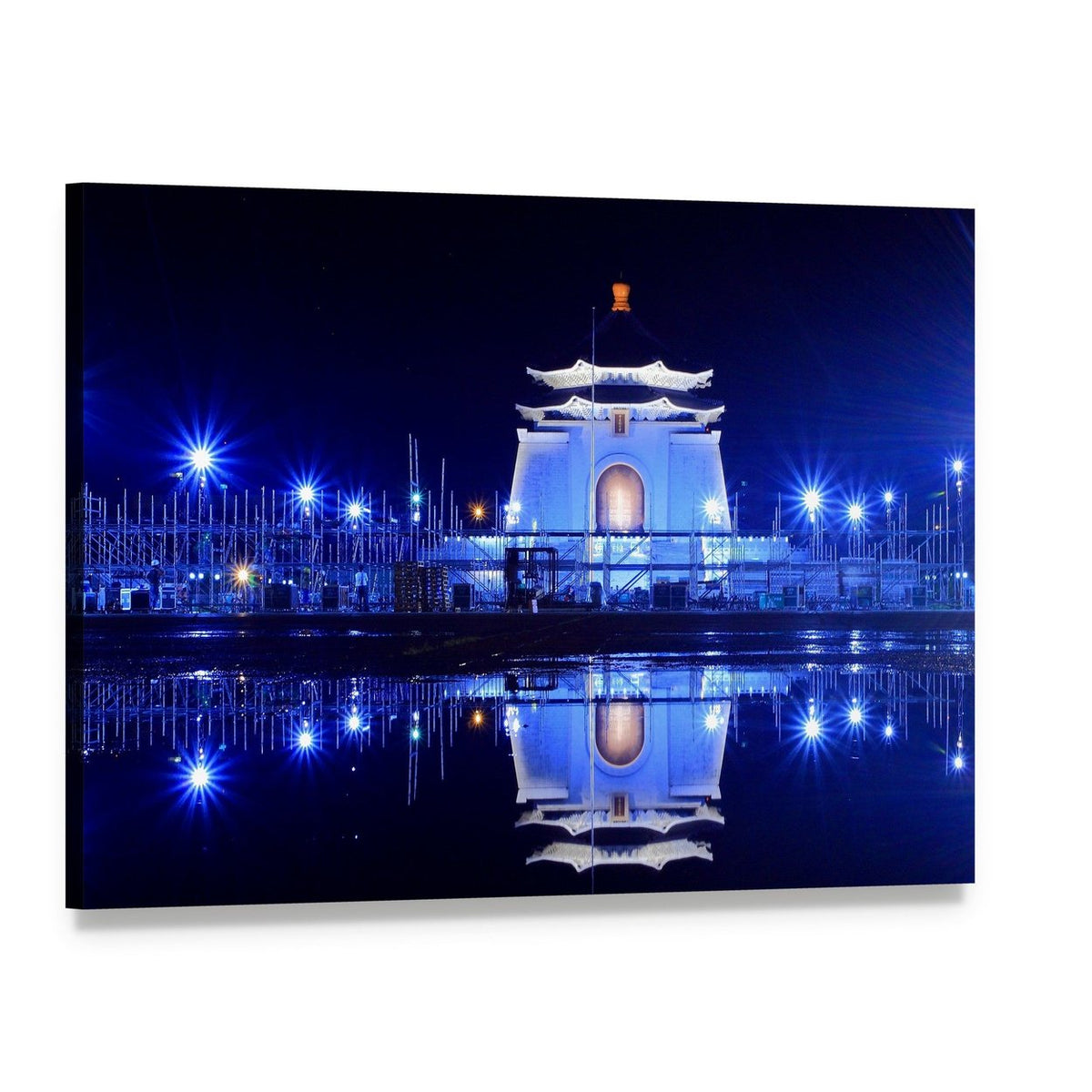 Chiang Kai Shek Memorial at Night Canvas Wall Art, single panel gallery wrapped canvas, angled product view