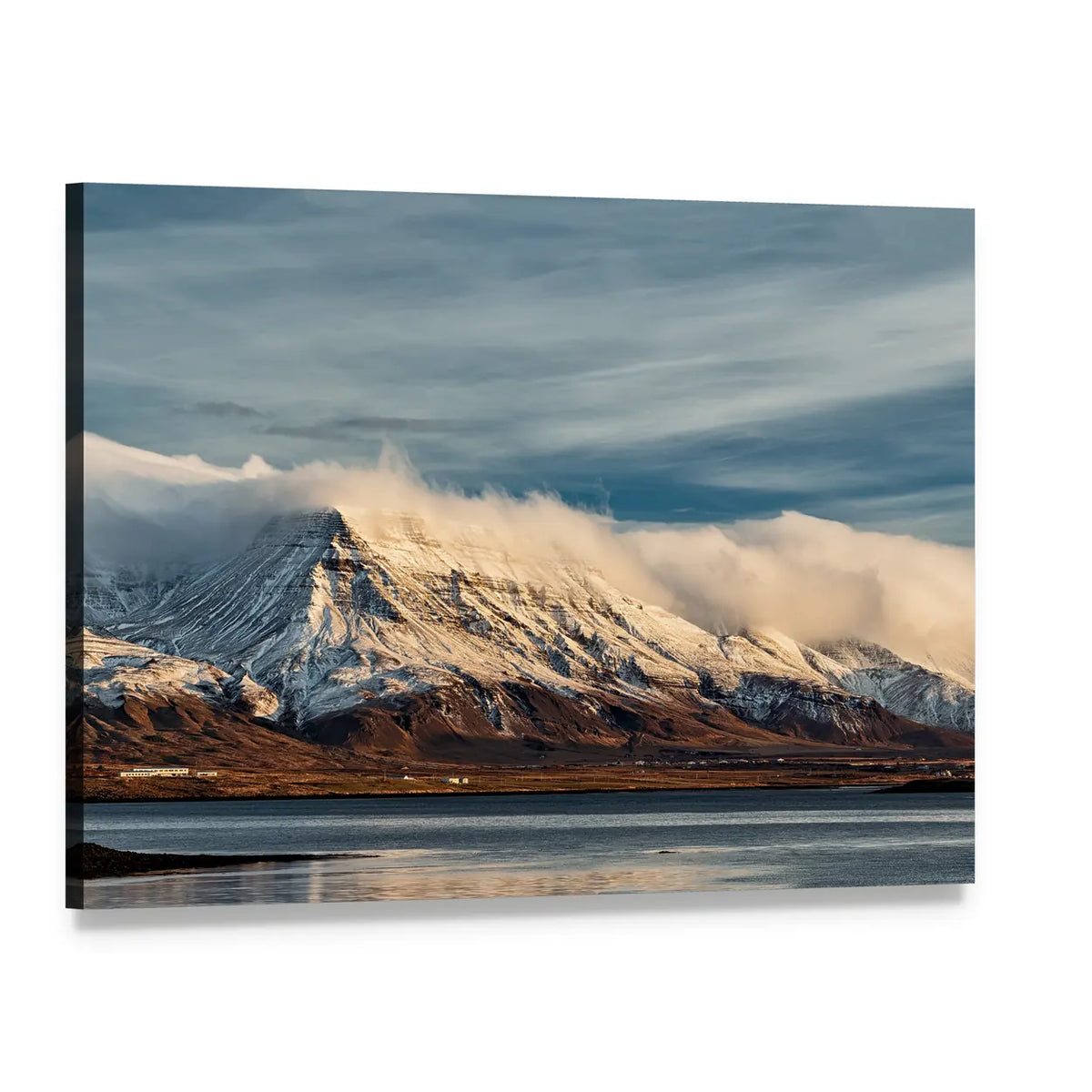 Sunrise From Reykjavik In Iceland Canvas Wall Art, single panel gallery wrapped canvas, angled product view