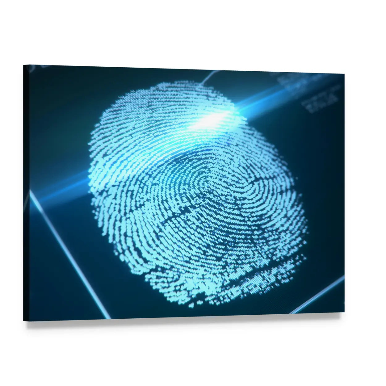 Digital Fingerprint Identification Canvas Wall Art, single panel gallery wrapped canvas, angled product view