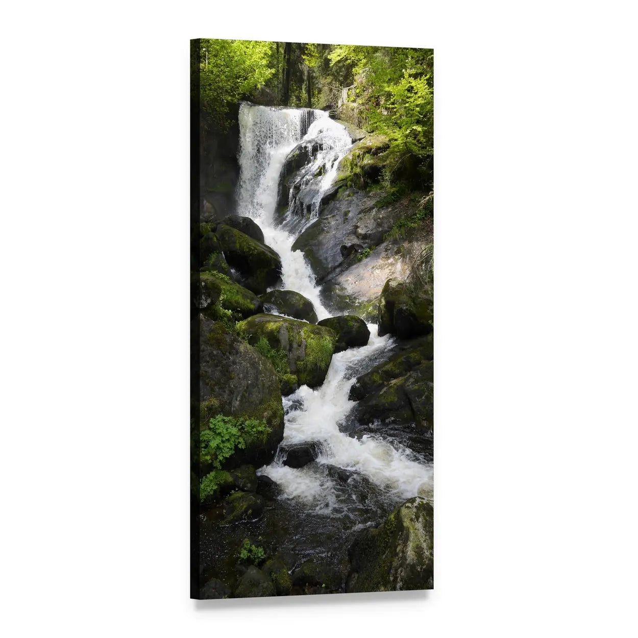 Triberg Waterfall in Germany Vertical Canvas Wall Art, 1 panel 1 Vertical layout gallery wrapped canvas set, angled product view