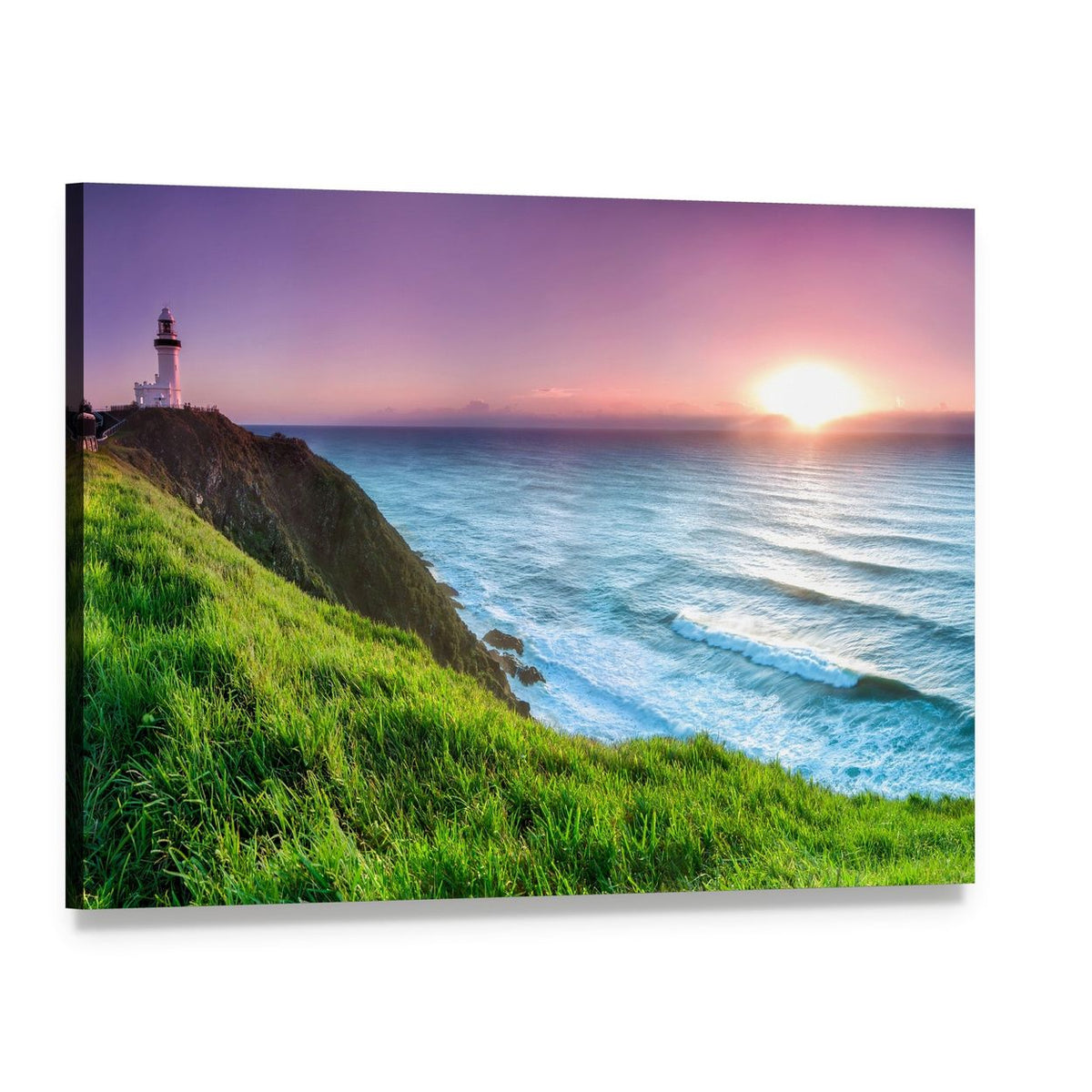 Byron Bay Lighthouse Canvas Wall Art, single panel gallery wrapped canvas, angled product view