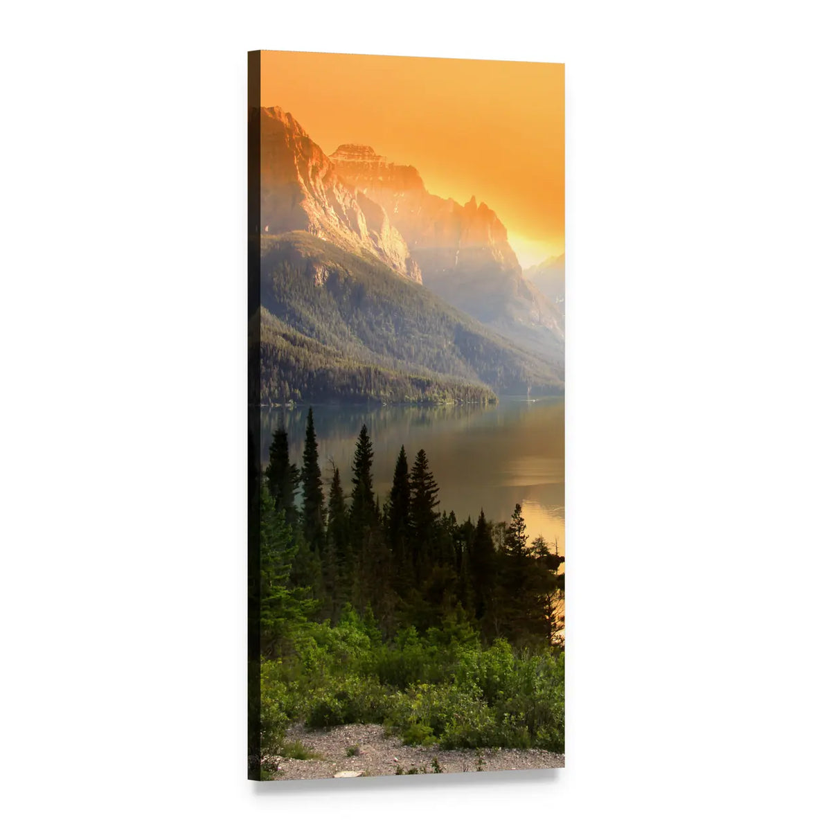 Wild Goose Island at Sunrise Vertical Canvas Wall Art, 1 panel 1 Vertical layout gallery wrapped canvas set, angled product view
