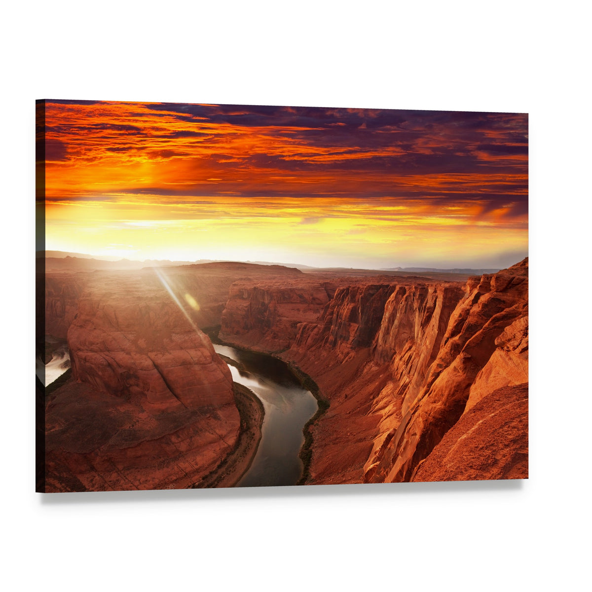 Horseshoe Bend at Sunset Canvas Wall Art, single panel gallery wrapped canvas, angled product view