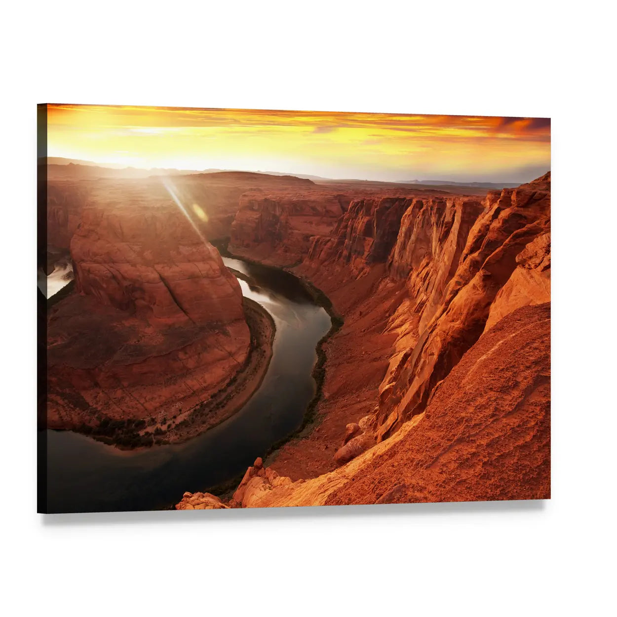 Horseshoe Bend at Sunset Canvas Wall Art, single panel gallery wrapped canvas, angled product view