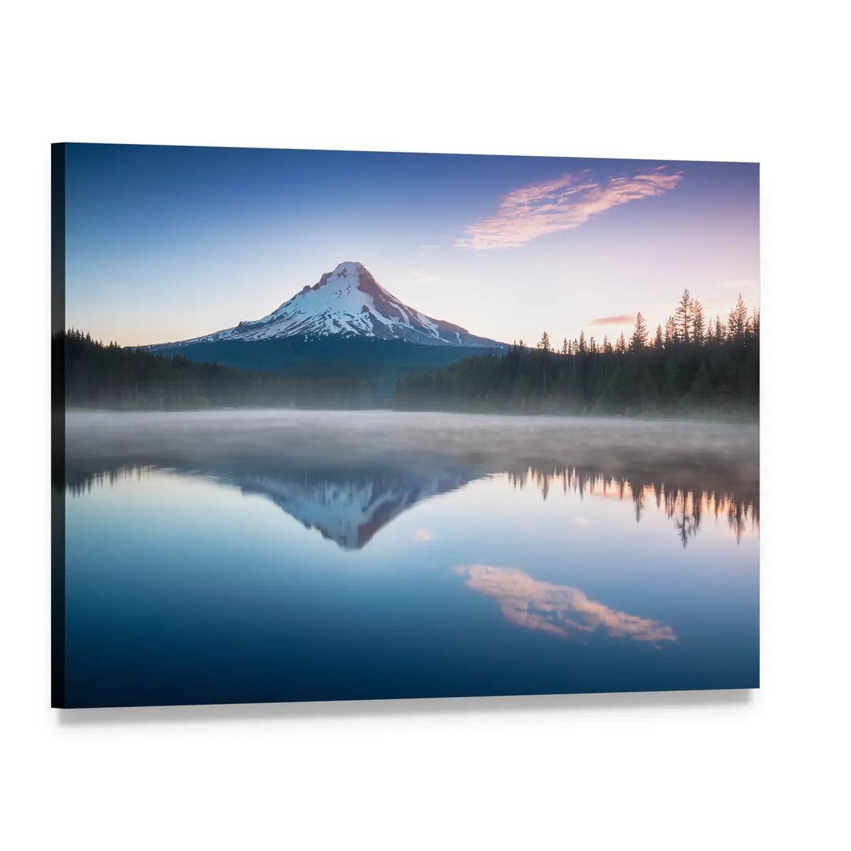 The Volcano Mountain Mount Hood Canvas Wall Art, single panel gallery wrapped canvas, angled product view