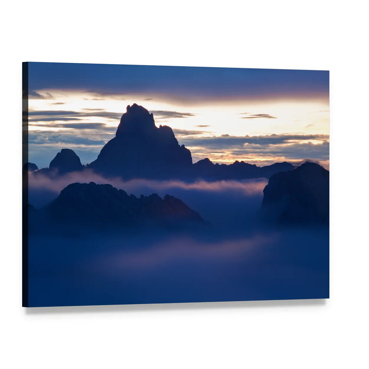 Dolomites Alps In Italy Canvas Wall Art, single panel gallery wrapped canvas, angled product view
