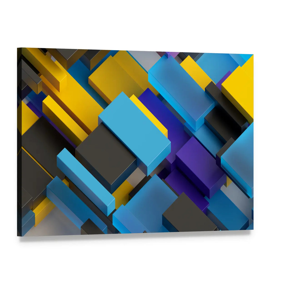 Layered Brick Pattern Canvas Wall Art, single panel gallery wrapped canvas, angled product view
