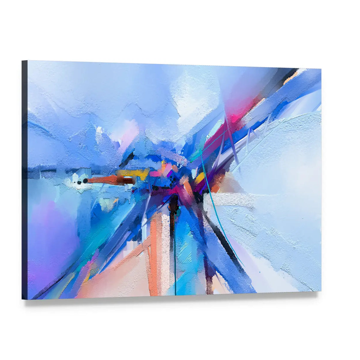 Hand-drawn Brush Stroke Abstract Canvas Wall Art, single panel gallery wrapped canvas, angled product view