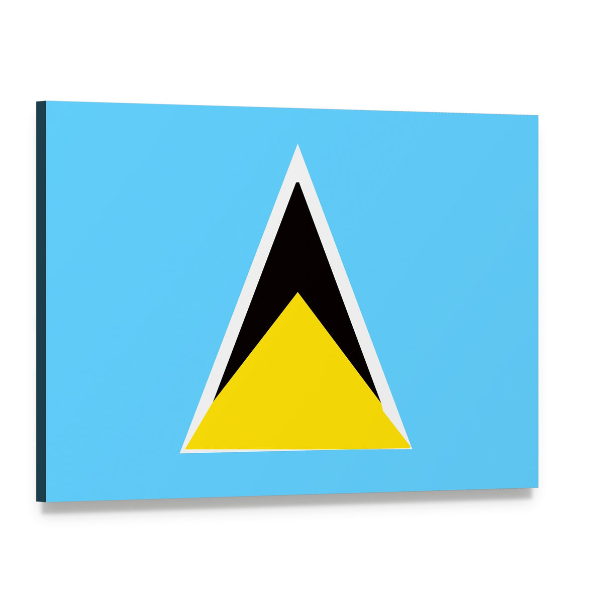Saint Lucia Flag Canvas Wall Art, single panel gallery wrapped canvas, angled product view