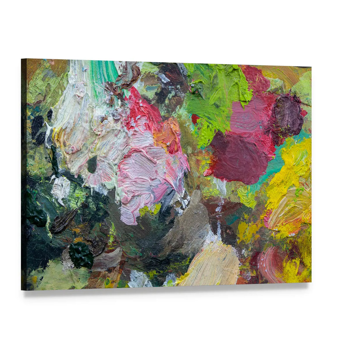 Art Palette Close Up Canvas Wall Art, single panel gallery wrapped canvas, angled product view