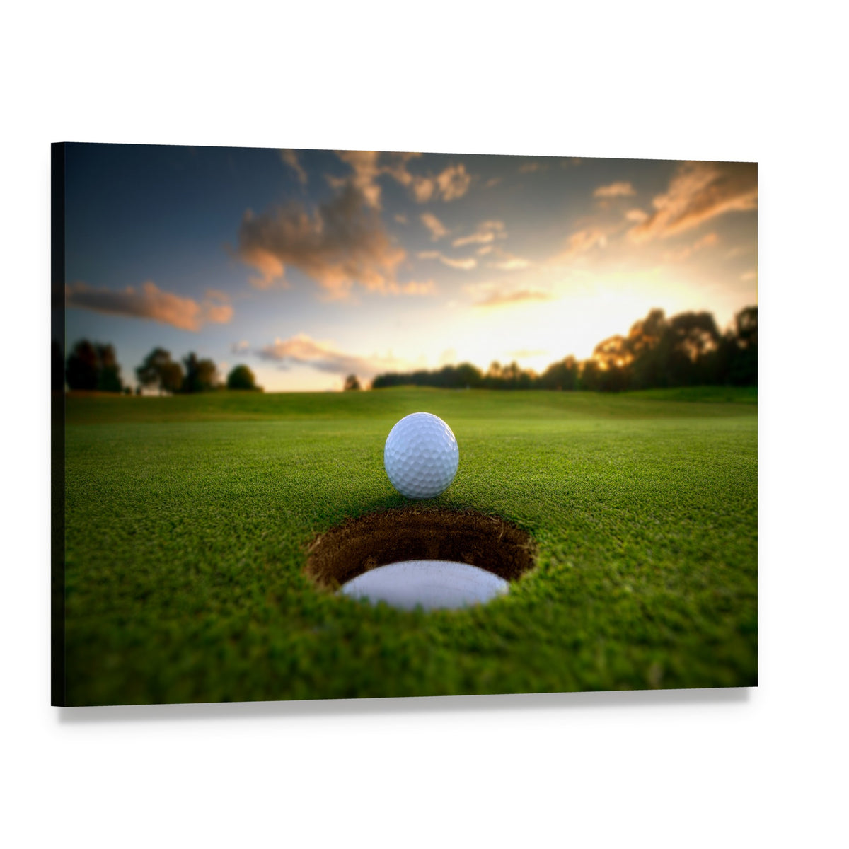 Golf Ball About to Fall Canvas Wall Art, single panel gallery wrapped canvas, angled product view
