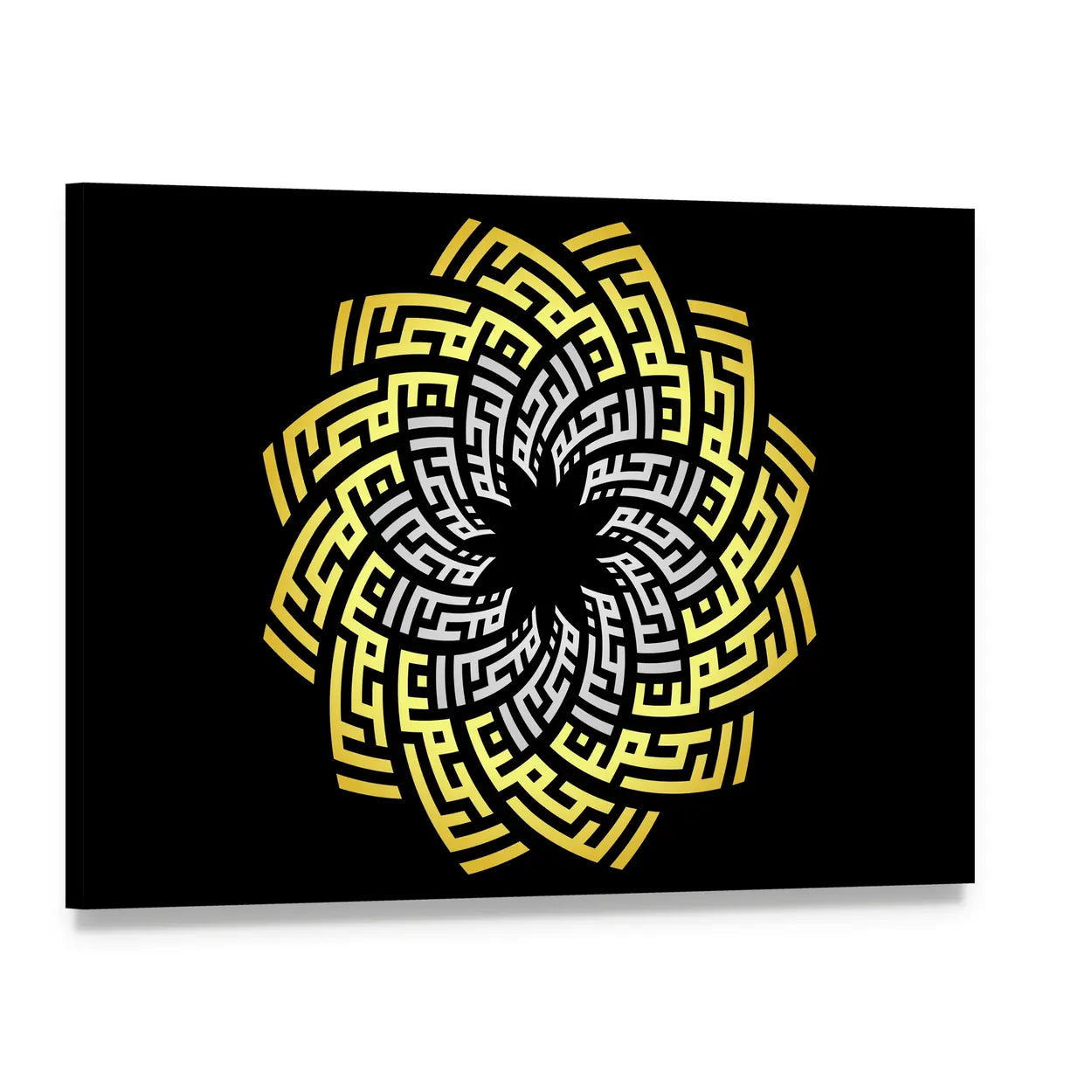 Ar-rahman Ar-rahim Square Kufic Calligraphy Canvas Wall Art, single panel gallery wrapped canvas, angled product view